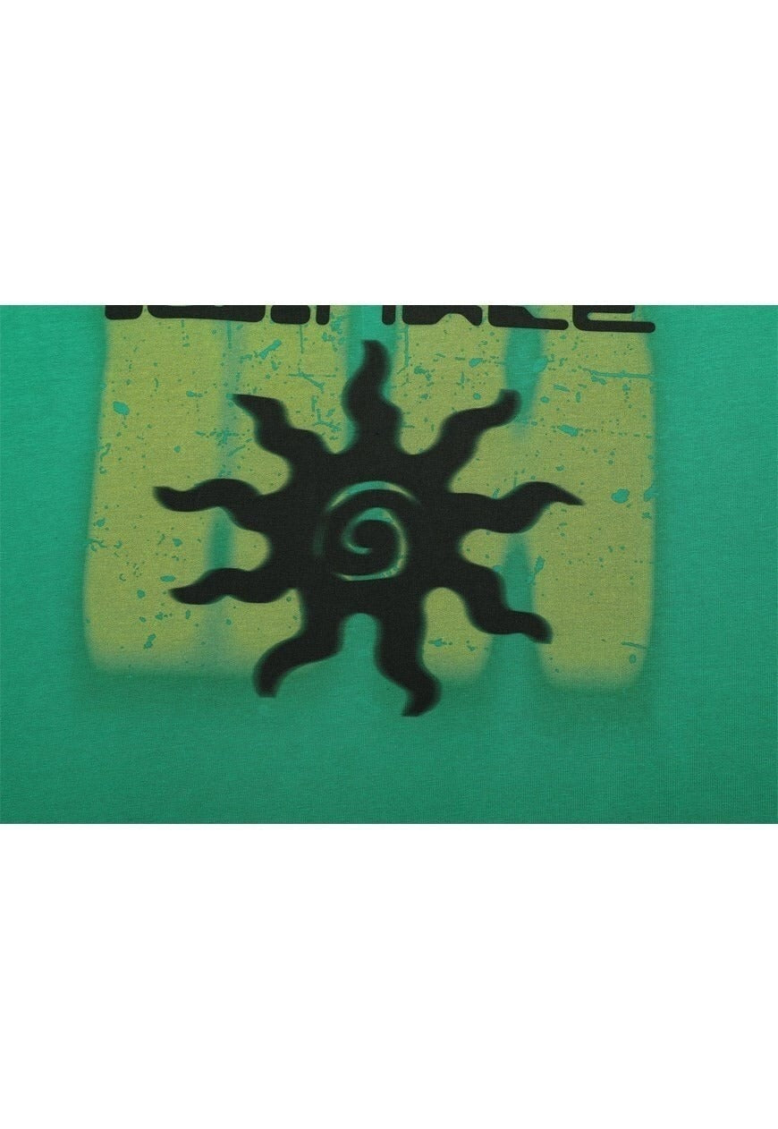 Surfer t-shirt tattoo print tee grunge sea top in brown