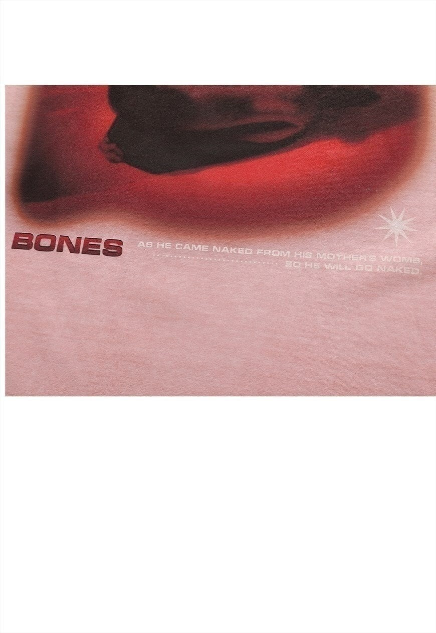 Bones print t-shirt zombie tee grunge corpse top acid grey