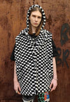 Chequerboard fleece jacket handmade 2 in 1 check coat black