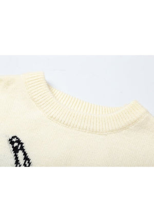 Heart sweater knitted DIY pattern jumper grunge top cream