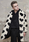 Heart fleece jacket handmade fauxfur heart trench coat cream