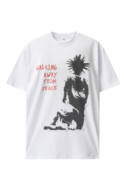 Punk t-shirt spiky hair print tee retro grunge top in black