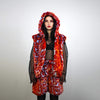 Leopard faux fur coat red neon animal print festival jacket long furry overcoat jaguar bomber hooded lynx peacoat festival trench oversize