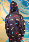 Emoji baggy hoodie handmade y2k cat cartoon pullover black