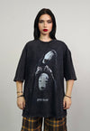 Creepy t-shirt monster print tee retro goth top vintage grey