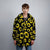 Sunflower fleece coat daisy trench floral pattern overcoat detachable sleeves rave bomber festival party jacket custom peacoat yellow black