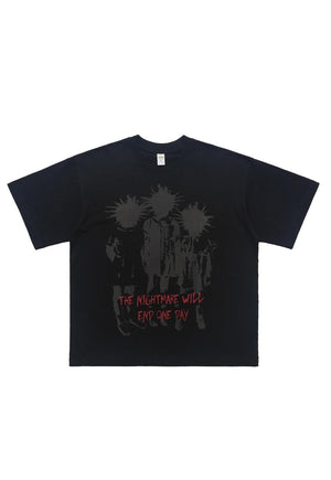 Punk cartoon t-shirt spiky hair tee retro grunge top black