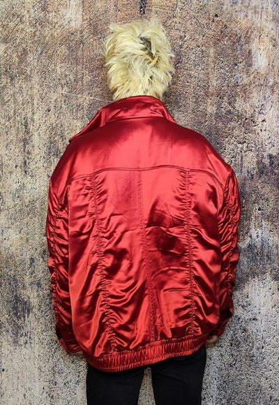 Gorpcore bomber jacket reflective utility varsity in red