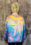 Rainbow jacket abstract print velvet bomber soft coat pink