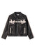 Cropped patchwork varsity jacket faux leather preppy bomber