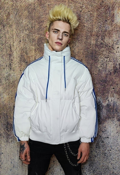 Gorpcore bomber utility sports jacket cropped varsity white