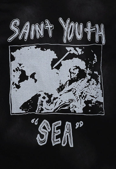 Saint youth t-shirt raver print tee hip-hop top tiedye black