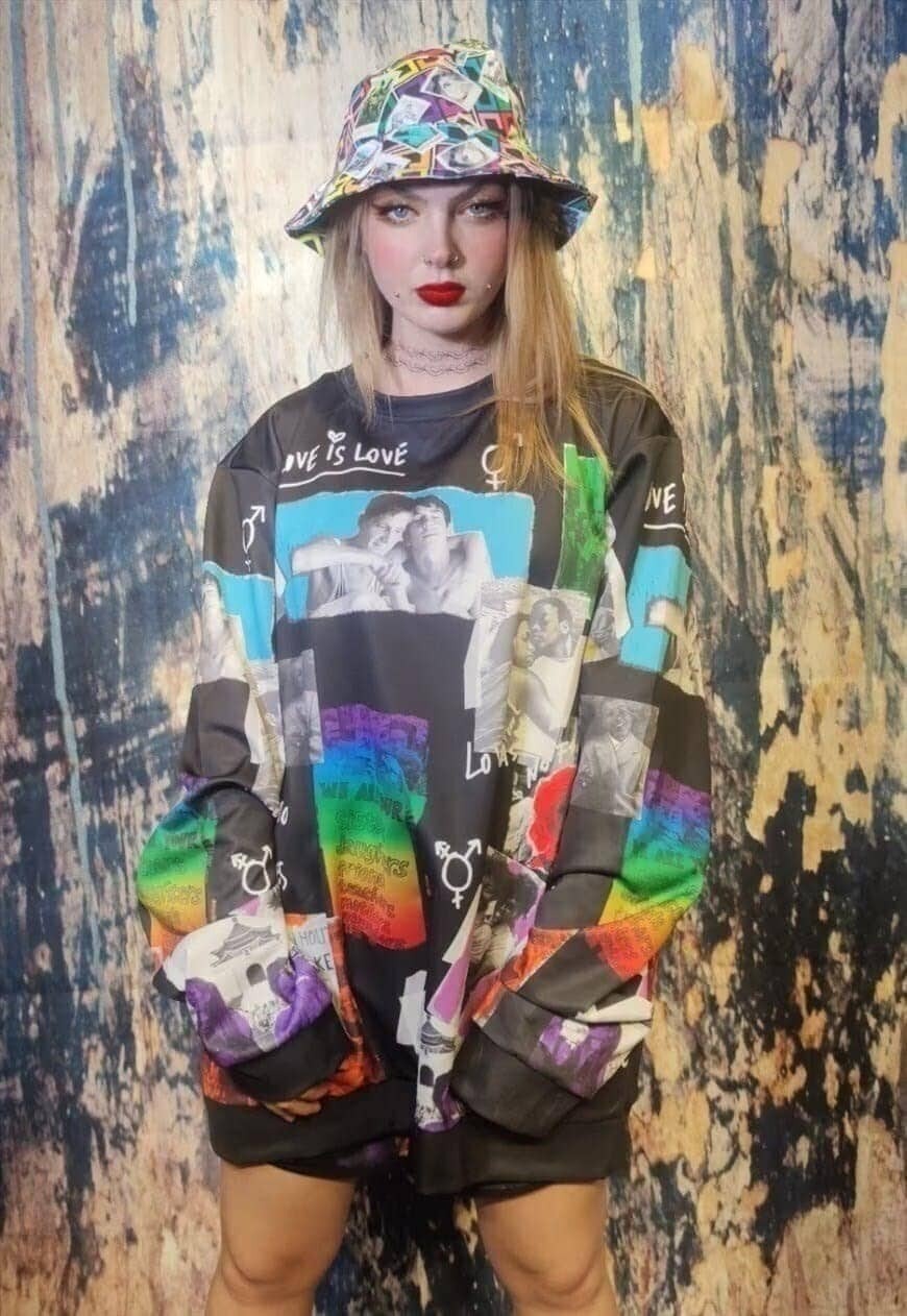 Pride sweatshirt LGBT support top love gay jumper in black