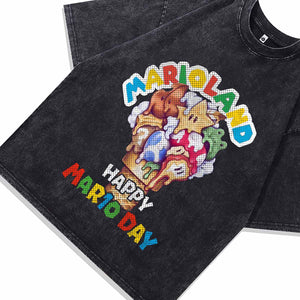 Vintage gamer t-shirt super Mario tee retro cartoon top in Black