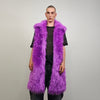 Purple haze faux fur sleeveless jacket long fuzzy lilac gilet Eras vest top festival fluffy violet coat lavender bomber neon shaggy rave mac