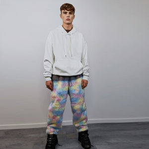 Unicorn fur joggers winter raver pants fluffy rainbow trousers skiing fleece tie-dye overalls festival bottoms burning man pants pastel pink