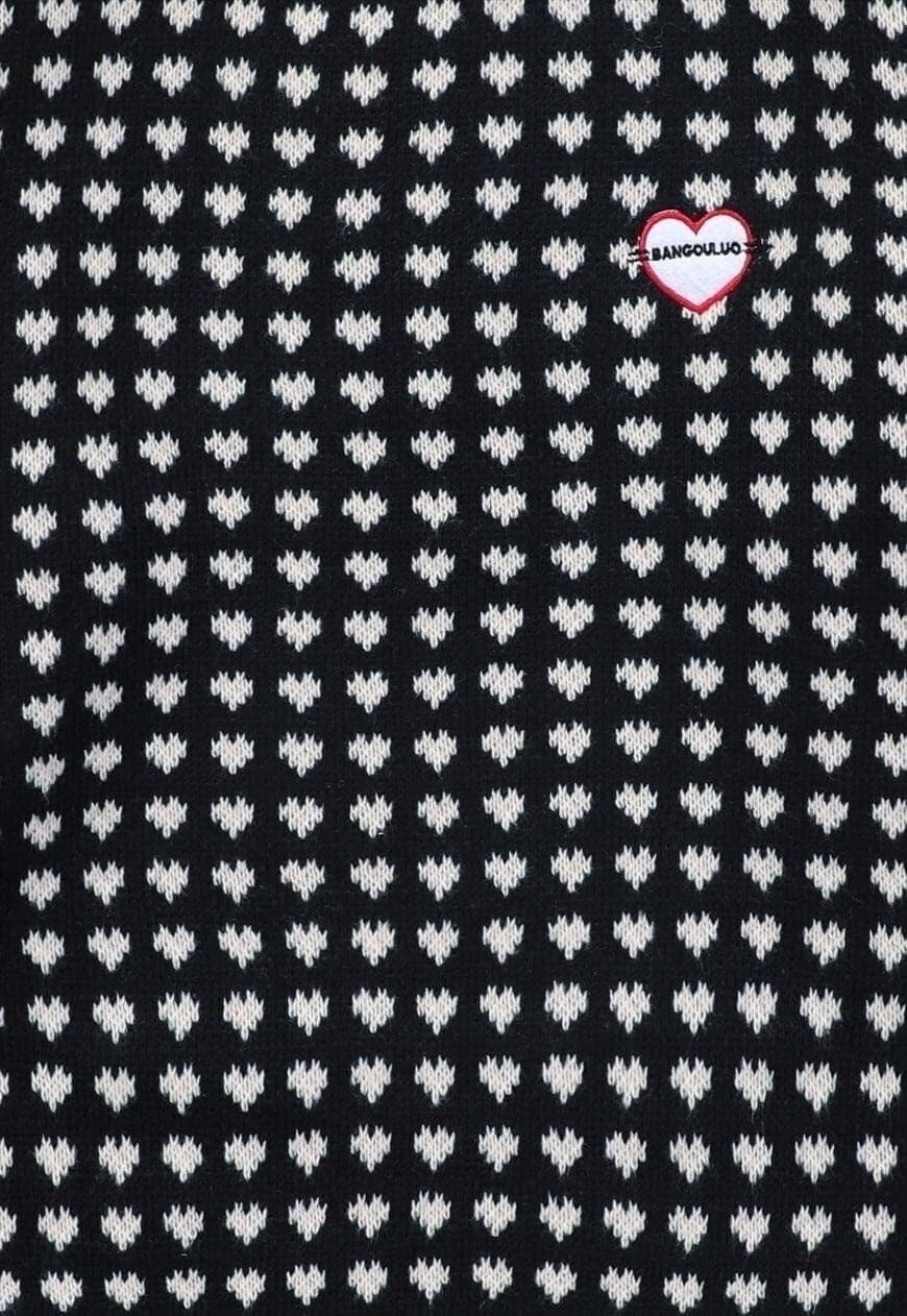 Retro heart sweater vintage pattern jumper 80s top in Black