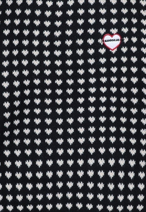 Retro heart sweater vintage pattern jumper 80s top in Black