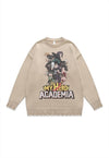 Academia sweater knitted distressed Anime print jumper black