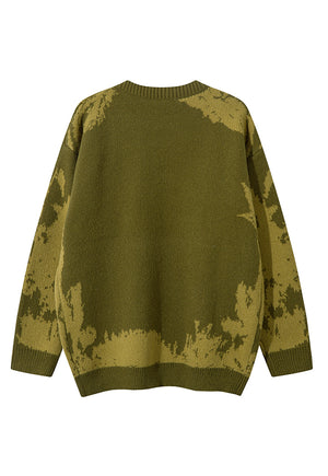 Abstract sweater green rocker jumper retro knitted top