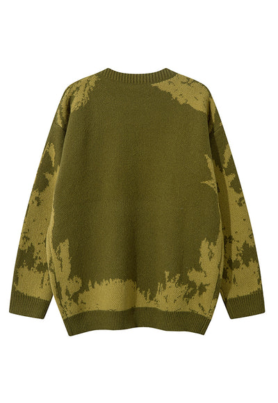 Abstract sweater green rocker jumper retro knitted top