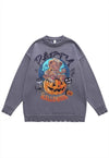 Halloween sweater pumpkin knit distressed jumper in beige