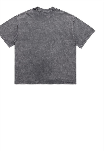 Clown print t-shirt Gothic tee grunge punk top in faded grey