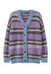 Fluffy cardigan fleece sweat stripe jumper zebra top purple