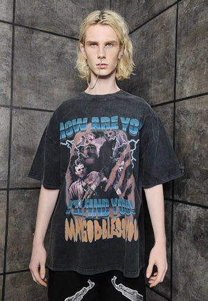 Premium Horror movie t-shirt vintage wash killer tee black