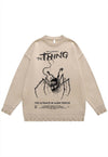 Spider sweater creepy knit distressed horror jumper in black