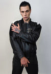 Motorsport jacket faux leather racing bomber snake skin coat