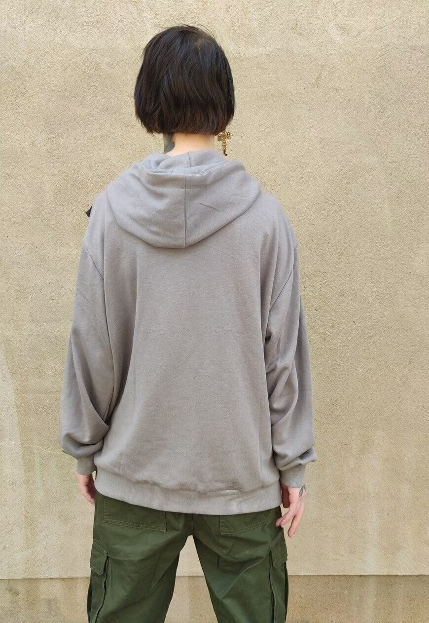 2 in 1 Drop shoulder hoodie utility cargo vest set in grey