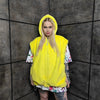 Yellow fleece jacket handmade detachable fluffy bomber fluorescent faux fur premium raver coat in bright neon yellow