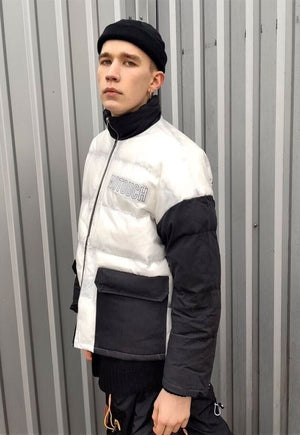 Transparent bomber see-through grunge puffer jacket black