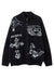 Cross print fluffy sweater gothic fleece punk jumper black