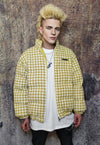 Dog-tooth jacket preppy bomber retro check coat in yellow