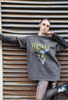 Nirvana tshirt rock band tee vintage wash bee print top grey