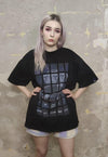 Sculpture print t-shirt retro VCR top grunge punk tee black