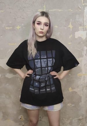 Sculpture print t-shirt retro VCR top grunge punk tee black