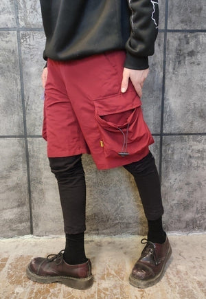 Cargo pocket shorts beam Korean skater sports pants in red