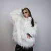 Shaggy faux fur jacket white long hair fluffy going out bomber party fleece fancy dress peacoat high fashion fuzzy Gothic coat rave puffer