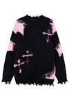 Cross patch sweater black ripped y2k punk jumper Gothic top