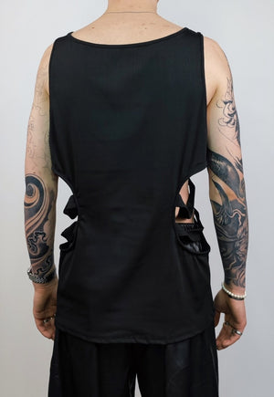 Cut-out sleeveless top raver multi hole tee cyberpunk vest