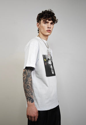 Toilet print t-shirt punk tee anti estabilishment top white