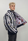 Vertical stripe varsity jacket beetle juice two sided bomber