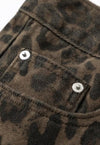 Leopard jeans animal print denim trouser high waist cheetah pants flared tiger pants in brown