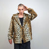 Leopard fleece coat brown animal print trench tie dye cheetah jacket festival overcoat wild cat peacoat rave bomber 90s glam rocker varsity