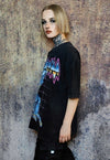 Robot print t-shirt grunge tee cyber punk top in acid black