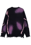 Ripped rocker sweater purple tie-dye jumper paint splatter