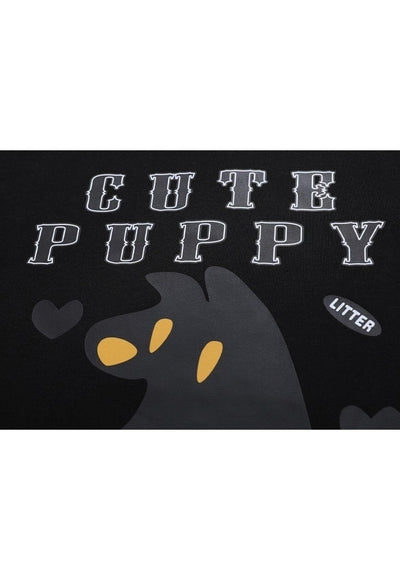 Puppy slogan t-shirt animal print tee grunge top in brown